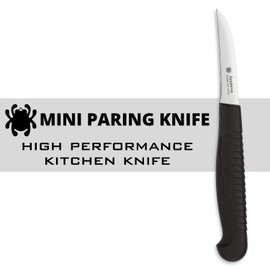 Spyderco Mini Paring Kitchen Knife with 2.25" Stainless Steel Blade with Durable Black Polypropylene Handle - PlainEdge - K09PBK