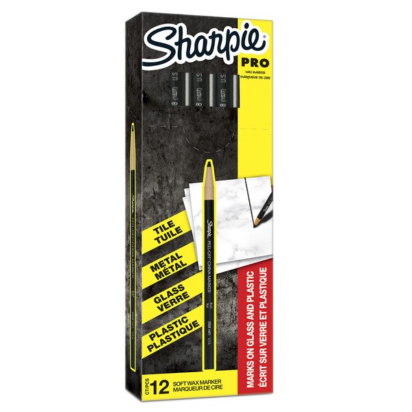 Sharpie China Marker Fine Tip - Black (Pack of 12)