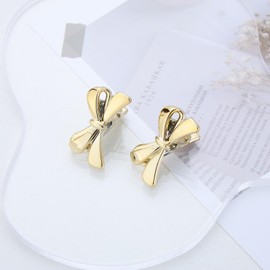 Aneneiceera Vintage Kleine Metallbogen Haarspange Barrette Gold Bogenknoten Haarspange Klammer Glänzend Fliege Haar Pin Clips Dekorative Haar-Accessoires Für Frauen 2pcs (gold)