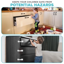 Yolay Child Proof Cabinet Locks Baby Proofing (8-Pack) Child Safety Locks with Baby Proof Multi-Purpose Lock for Cabinets, Drawers, Fridge, Trash Can, Cupboard with Adhesive Drawer Door Latches