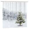 Newhomestyle Christmas Snow Tree Shower Curtains, Natural Winter Forest Snowflake