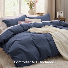 Bedsure Bedsure Duvet Cover Twin/Twin XL Size - 2 Pieces Prewashed Extra Soft Bedding Set, Includes 1 Twin Duvet Cover 68x90 Inches with Zipper Closure & 1 Pillow Sham, Comforter Not Included, Navy