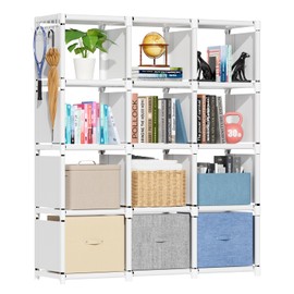 Mavivegue Book Shelf, 12 Cube Storage Organizer, Closet Storage Organizer, White Cubicle Storage Rack
