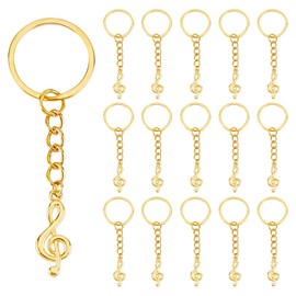 SUPERFINDINGS 34Pcs Alloy Musical Note Keychains Metal Key Chain with Iron Findings Golden Small Music Charm Keyring for Music Teacher Student Graduation Gifts, Golden, 7cm