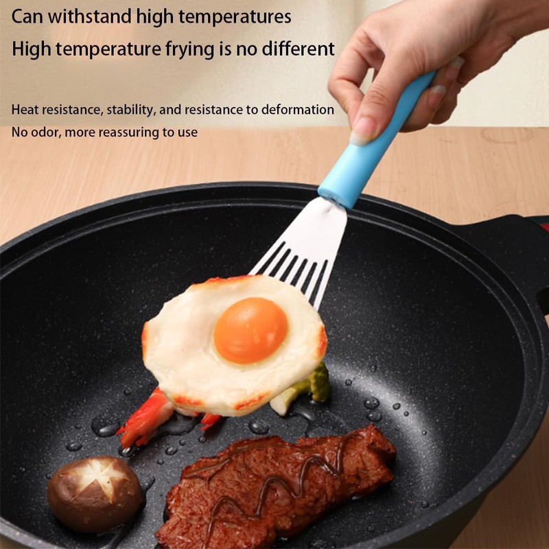 2 PCS Fish Spatula，Square Slotted Egg Spatula Turner with Stainless