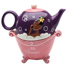 StealStreet SS-CG-62809, 6.63 Inch Mi Tiempo Black Girl in Pink Bubble Bath Tub Tea for One
