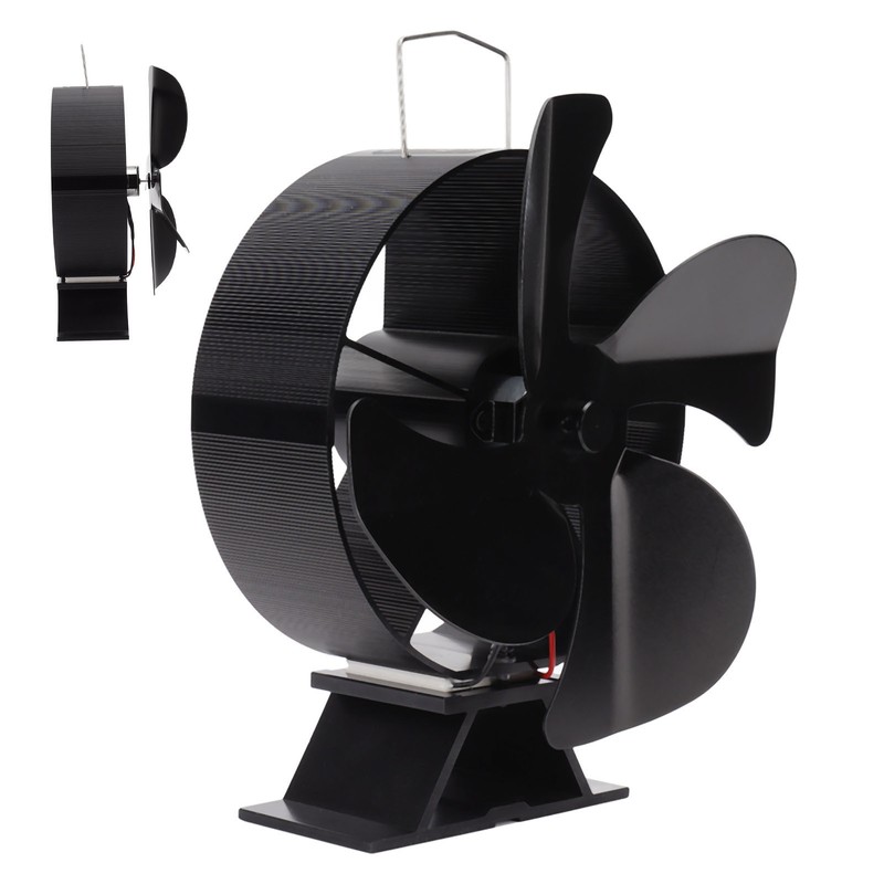 Heat Powered Stove Fan Aluminum Alloy 4 Blades Strong Wind