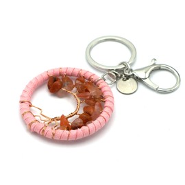 Miracles Minéraux Natural Stone Tree of Life Key Ring | Artisan Product | Made in France | Wellness | Lithotherapy, Gold Plated, Natural Stone, Natural stone