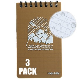 Waterproof Notebook Stone Paper Notebook 3x5 Pocket Notebook Waterproof Notepad Write in the Rain Notebook for Outside Activities All Weather Police Notepad Brown Small Spiral Notebook 3 Pack