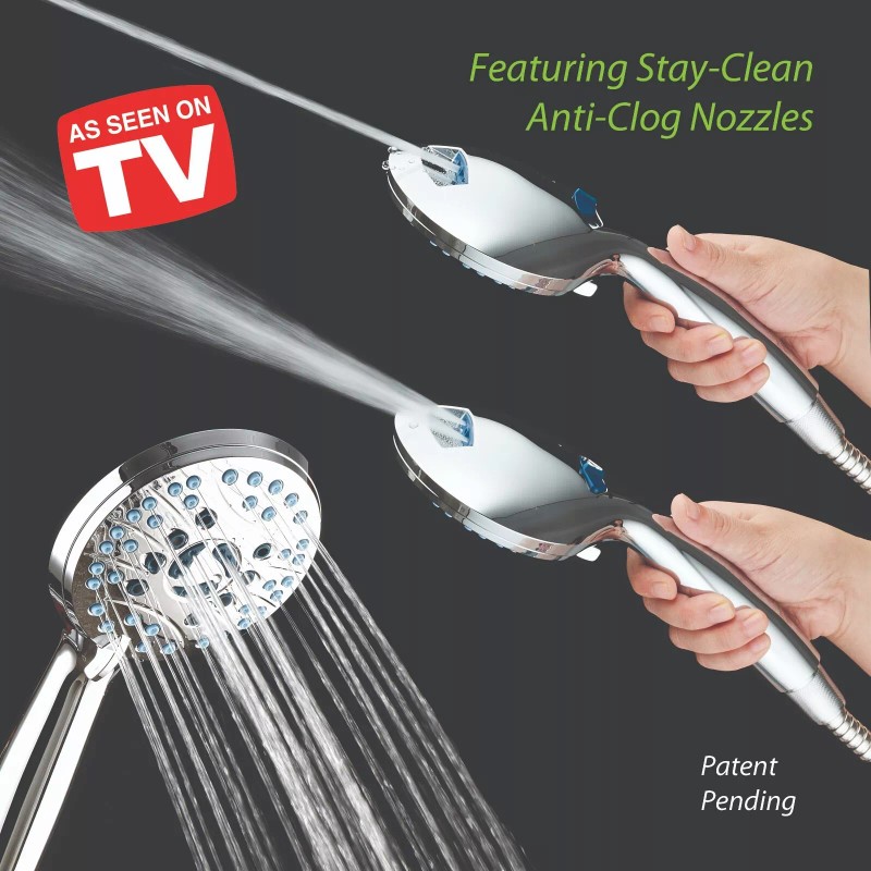 AquaCare AS-SEEN-ON-TV High Pressure 8-mode Handheld Shower Head with 2