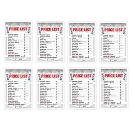 Barber Price List Small Prints 8 1/2 x 11 inches, Laminated, Barber Poster Small (8)