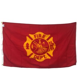 3x5' Fire Department Maltese Cross Flag, Durable All-Weather Nylon with Grommets for Outdoors, Made in USA