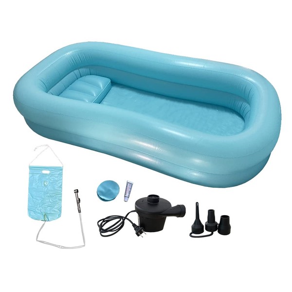 Inflatable Bathtub Medical for Shower Bed Bathing Elderly Bedridden Patients Full Body Bed Bath Water Basin for Bathing Home Care Medical Equipment Blow Up Bathtub Aids Disabled Bed Shower Accessories