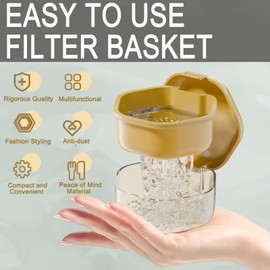 Denture Case, Retainer Cleaner Case with Cleaning Brush, Retainer Cleaning Denture Bath with Mirror Use in Denture Bridges, Partial Dentures, Traditional Braces for Travel