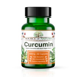 Source of Nature® Curcumin 500 mg, 60 capsules, 2-month supply, more than 95% pure curcuminoids, produced in the EU, with piperine for absorption, vegan, made from turmeric, high dose