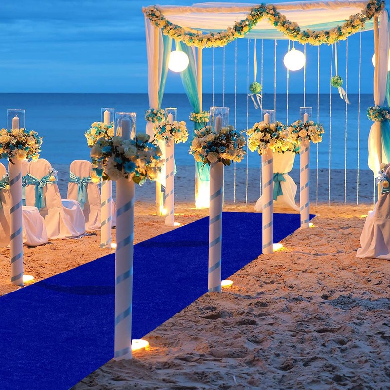 FUHSY Royal Blue Velvet Aisle Runner - 4x15FT Luxury Wedding