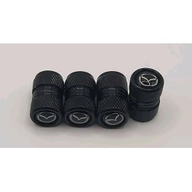 stemcap Set Of 4 Black Metal Wheel / Tire Valve Stem Caps W/ O-Ring Seal For Mazda