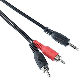 Switch Electronics 2m Red/Black Twin Phono Male RCA to 3.5mm Stereo Plug Lead Adapter Audio Cable Y Splitter