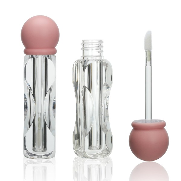 COSIDEA 18 leere 4,5 ml rosa Lipgloss-Röhren mit Zauberstab, Kugelform,