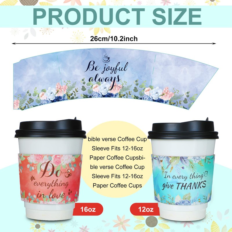Eaasty 500 Pcs Christian Coffee Cups Sleeves Bulk Motivational Religious