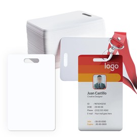 100 Pack Premium Blank PVC Cards with Slot Punch on Short Side - CR80 30mil Vertical Slot Punch Blank Credit Cards for ID Badge Card Printers - Graphic Quality PVC Cards for Business Office