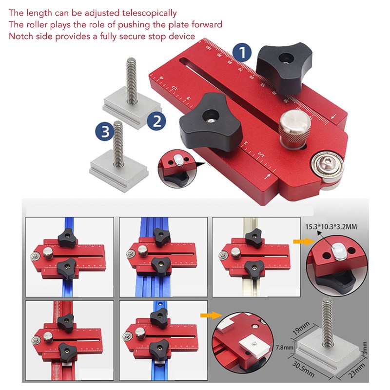 Table Saw Limit Fence Aluminum Alloy Red Retractable Adjustable Table