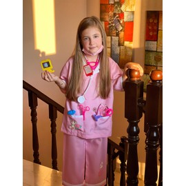 lontakids Kids Animal Doctor Role Play Costume Veterinarian Pretend Play Dress Up Set with Medical Kit (10-12 Years, Pink)