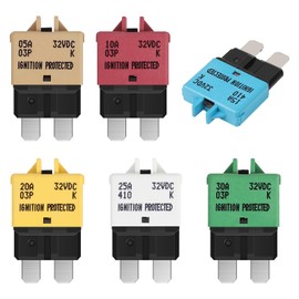 EFUTURETIME Manual Reset Circuit Breaker 32V DC - 5A 10A 15A 20A 25A 30A Manual Resettable Circuit Breaker for Caravan Truck Boats Car Pack of 6