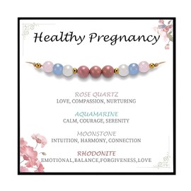 Jewl Aoer Healthy Pregnancy Bracelet - Adjustable Rainbow Crystal Bracelet for Mum to Be Gifts Pregnant Women, Healing Stone Jewelry for Mummy to Be, Pregnancy Gifts for Mum Expecting Mothers Day