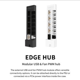Lian Li Universal USB & PWM Fan Hub, Fan Controller with 4 USB Headers - 6 Fan Ports - Magnetic Mounting - 5V/4PIN - PSU/Motherboard Universal Case Compatibility - Black (EG-HUB01B)