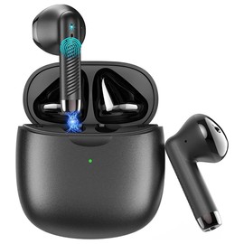 Kurt Bluetooth 5.3 In-Ear Headphones, Wireless Bluetooth 5.3 with Deep Bass Stereo Sound, AAC, Wireless Headphones with Noise Cancelling Microphone, 32H Playtime, Mini Charging Box, USB-C, Black