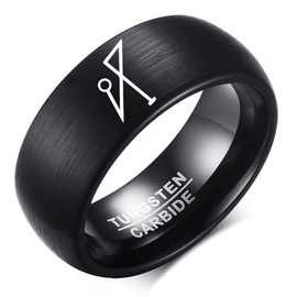 Zosing 8MM Sigil of Archangel Michael Protection Courage Strength Tungsten Carbide Comfort Fit Ring Gift, Black