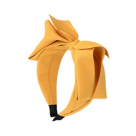 JINBUYAO Red Bow Headband For Women Black Knot Hair Bands Big Bowknot Hair Hoop Knotted Wide Turban Headbands Hair Band Bows Hair Accessories (Yellow)