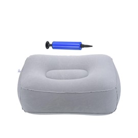 M METERXITY Travel Foot Rest Pillow - Portable Inflatable Leg Rest Pillow with Air Pump, Apply to Airplane Train Home Office(15 x 11 Inch, Gray)