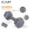 CAP Barbell Cast Iron Hex Dumbbell, Single, 15 lb