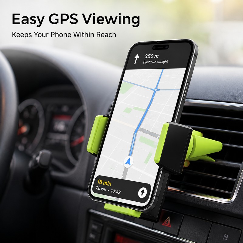 Car Phone Holder for Navigation – Green Air Vent Mount