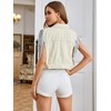 SweatyRocks Women's Fringe Button Down Crop Denim Jacket Sleeveless Collared