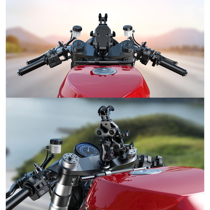 VAZESWIN Motorcycle Fork Stem Phone Mount [Vibration Dampener] Anti-Shake Motorcycle