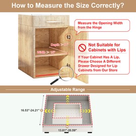 Pull out Cabinet Organizer,Width (14"-21") and Depth (17"-24") Expandable With 3 Rails,No Drill Adjustable Slide out Drawers for Kitchen,Pantry,Adhesive Roll out Shelves,for Cabinets Without Lip,White