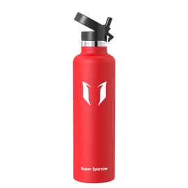 Super Sparrow Water Bottle Insulated - 32 Oz - Standard Mouth FlipFlow Flask - BPA Free, Leak Proof Drink Bottle- Ergonomic Straw Water Bottle for Work, Gym, Travel, Sports, Outdoor