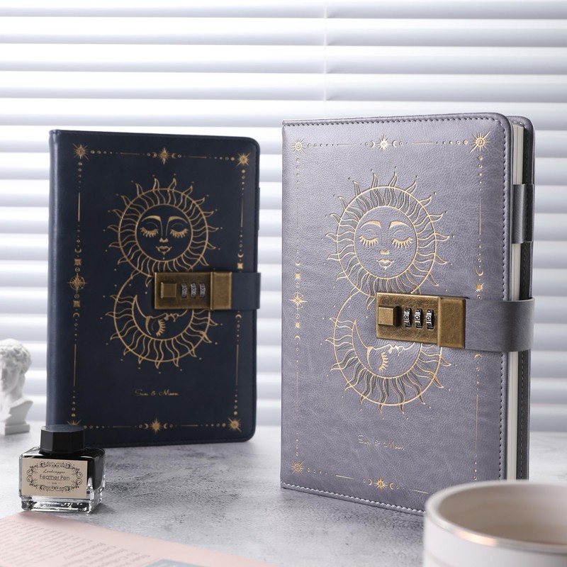 TIEFOSSI Diary with Lock, Sun & Moon Journal with Lock