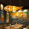 UNHO Large Artificial Brasswood Pendant Light Lamp Fish-shaped Ceiling Lights