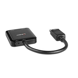 LINDY 38430 2 Port DisplayPort 1.2 MST Hub, Black, 4K@60Hz, 3840x2160@30Hz 4:4:4 8 Bit, HDCP 1.4 AMD Eyefinity, NVIDIA Surround, Intel Collage, for Computer, Laptop, Notebook, Digital Audio 7.1