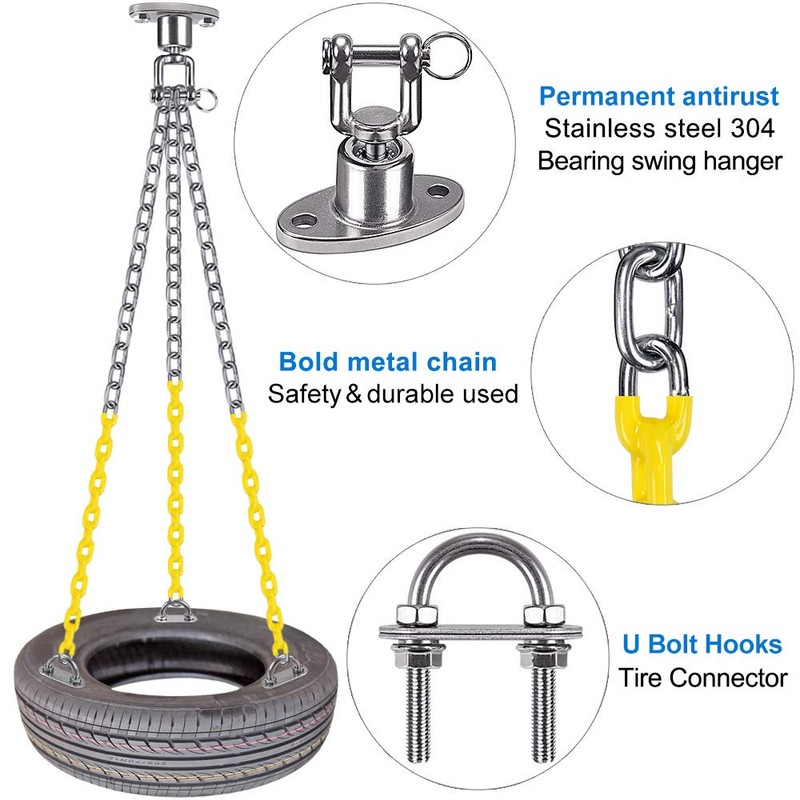 BeneLabel Tire Swing Kit - Heavy Duty Swing Hanger with