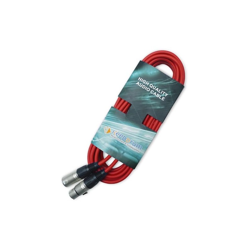 keepdrum DMX004RD DMX cable Red 3-pin XLR control cable 100