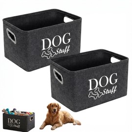 SMYJDMM Dog Toy Box, 2Pcs Dog Toy Storage 38 x 27 x 25cm(Grey)
