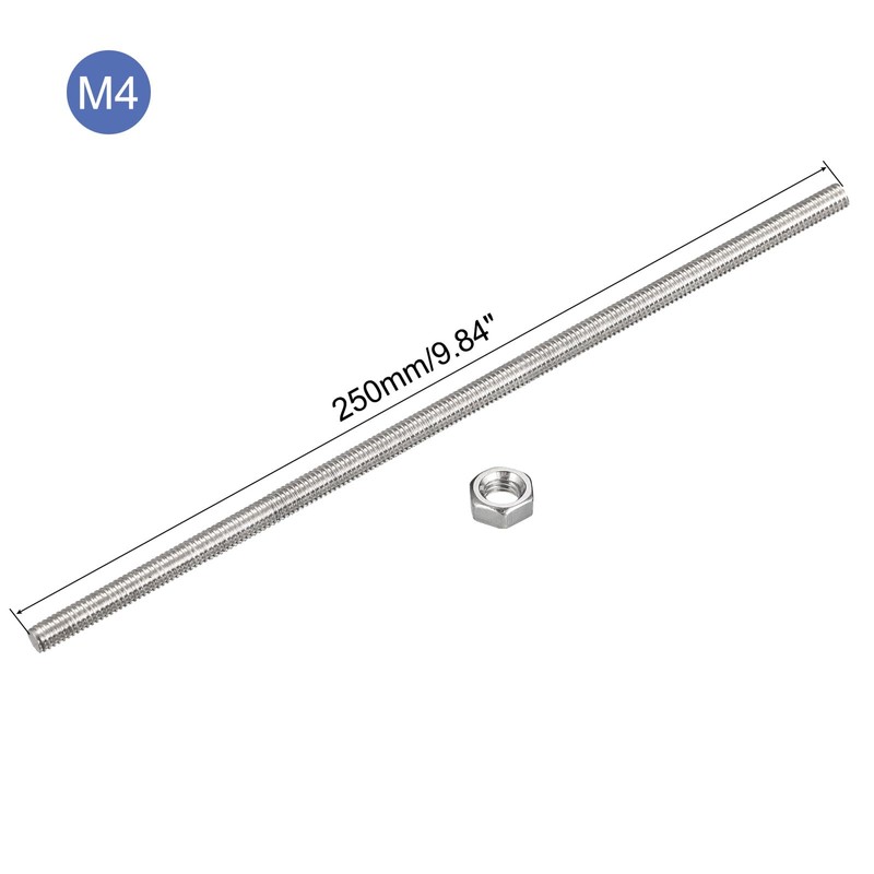 QUARKZMAN Pack of 12 M4 x 250 mm Fully Threaded