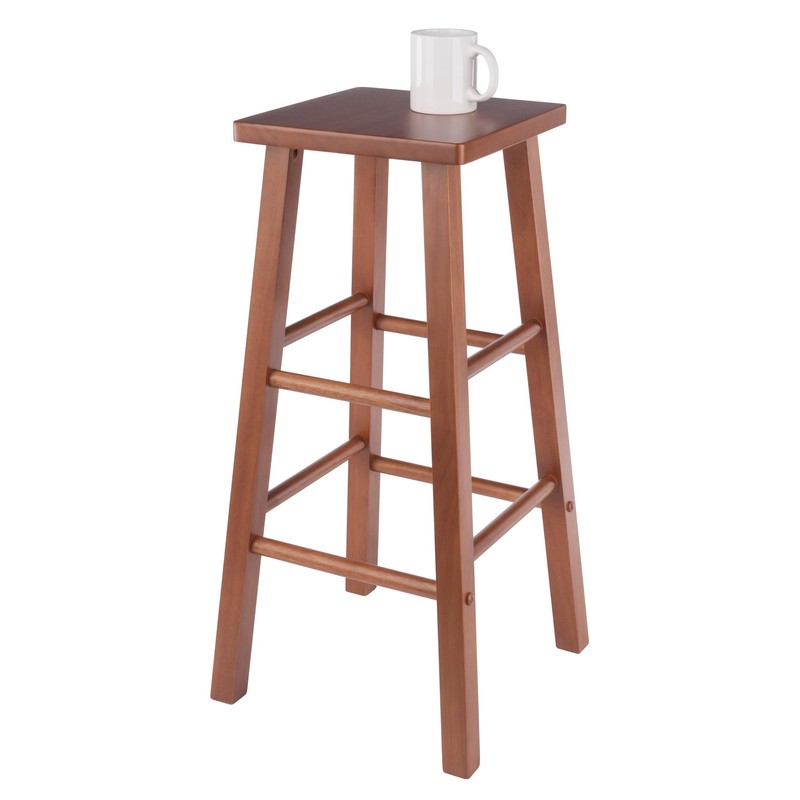 Winsome Carrick Bar Stool, 29In Height, Solid Wood, Teak Finish