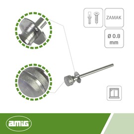 Amig - Locking pin for windows made of wood or aluminium, Mod.40, suitable for securing blinds, safety lock made of chrome-plated zamak, dimensions: diameter 30 x 152 mm