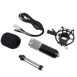 Mikinona 1set Professional Condenser Microphone Kit Wired Mic Live Streaming Conferencing Ktv and Home Use Electroplated Mesh and High-Temperature Sprayed Body
